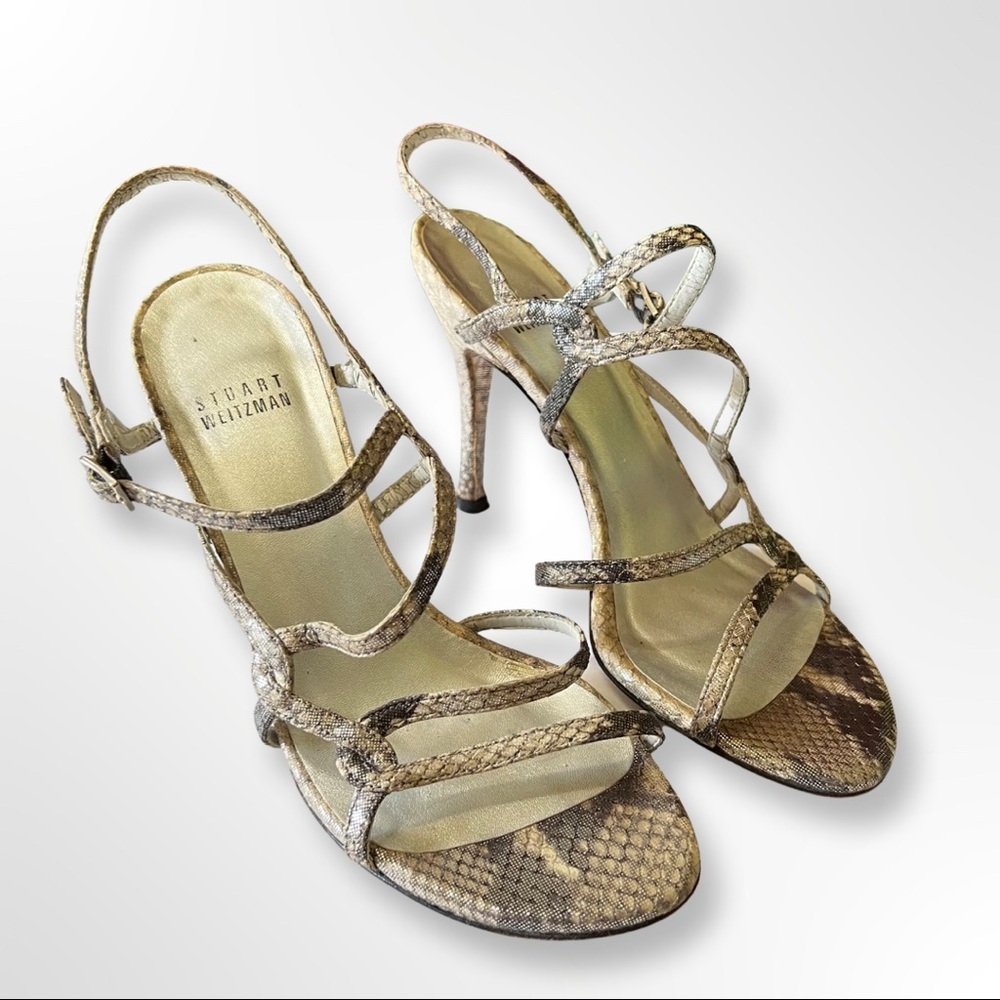 Stuart Weitzman Animal Print Strap Stiletto Sandals US7M ($450)